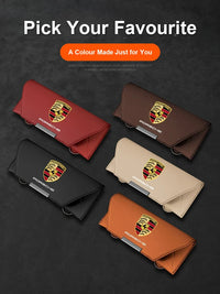 Porsche Heritage Crest Sun Visor Eyewear Case – Magnetic Nappa Leather Edition