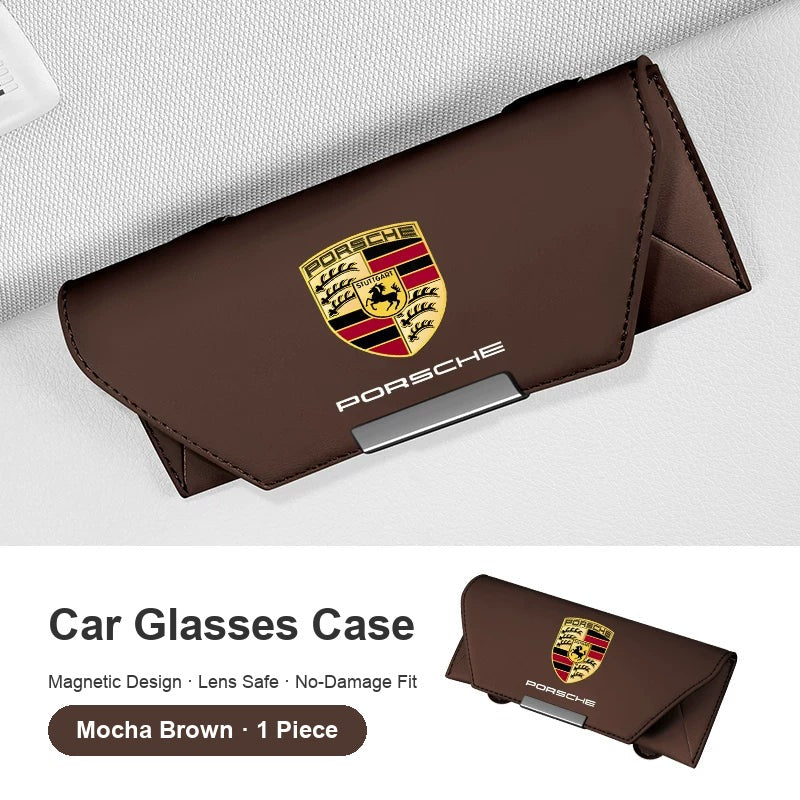 Porsche sun visor glasses case Mocha Brown