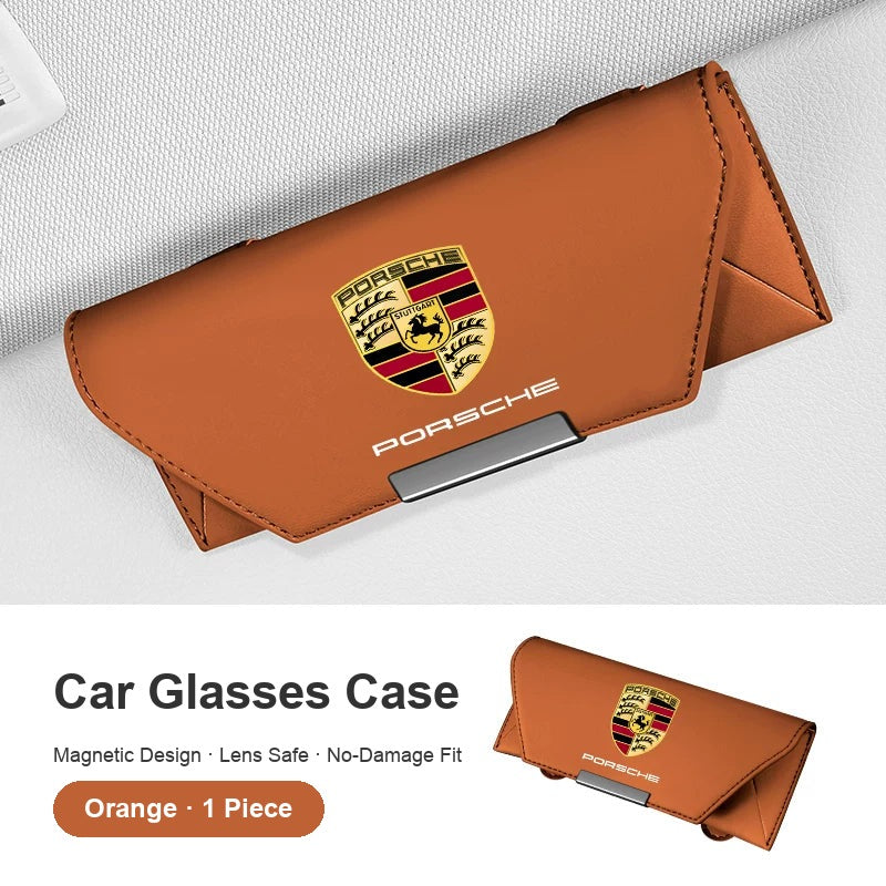 Porsche sun visor glasses case Orange