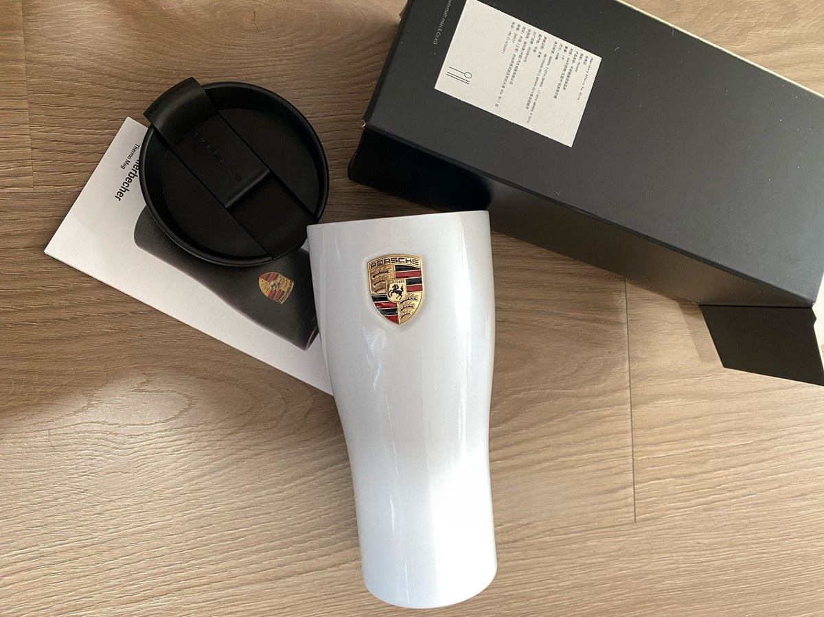 Porsche thermo mug white with lid and gift box