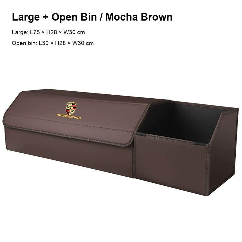 Porsche trunk storage box Large with open bin Mocha Brown