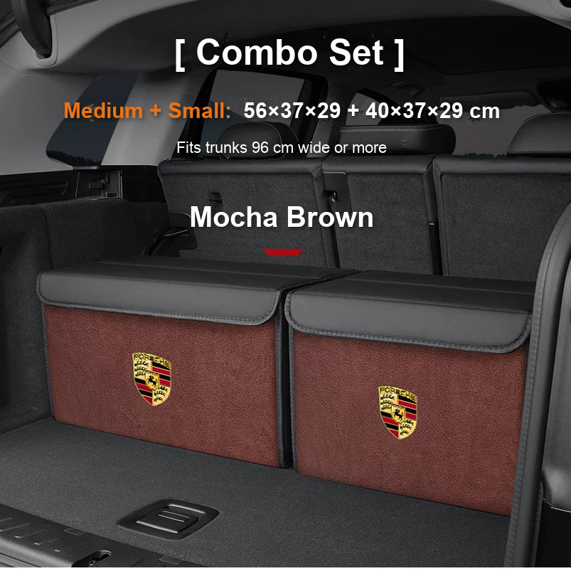 Porsche trunk organizer Combo Set Medium plus Small in Mocha Brown