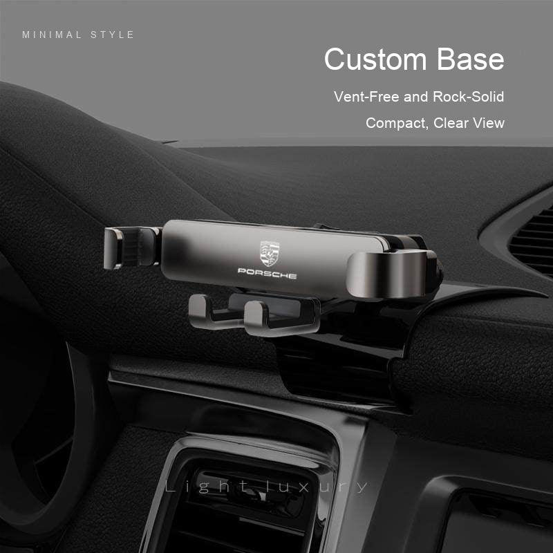 Porsche phone holder on its custom dashboard base