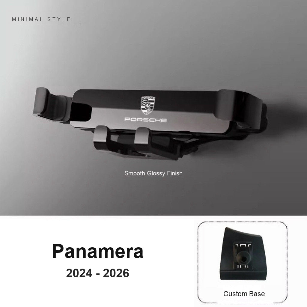 Porsche phone holder with custom base for Panamera 2024-2026