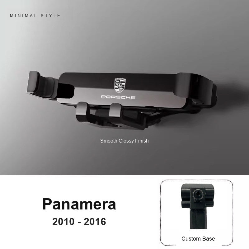 Porsche phone holder with custom base for Panamera 2010-2016