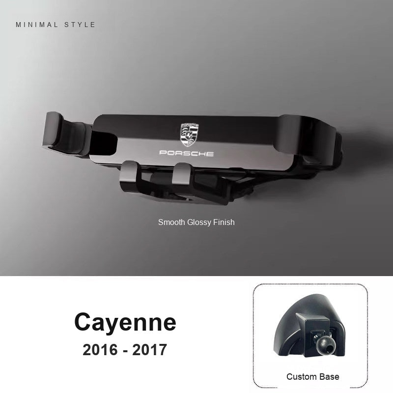 Porsche phone holder with custom base for Cayenne 2016-2017