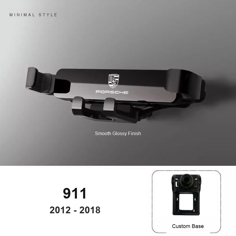 Porsche phone holder with custom base for 911 2012-2018