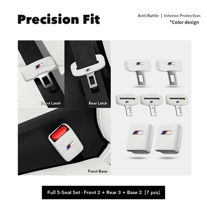 BMW M seat belt buckle covers – Full Car Set (7 pcs) – Cream White