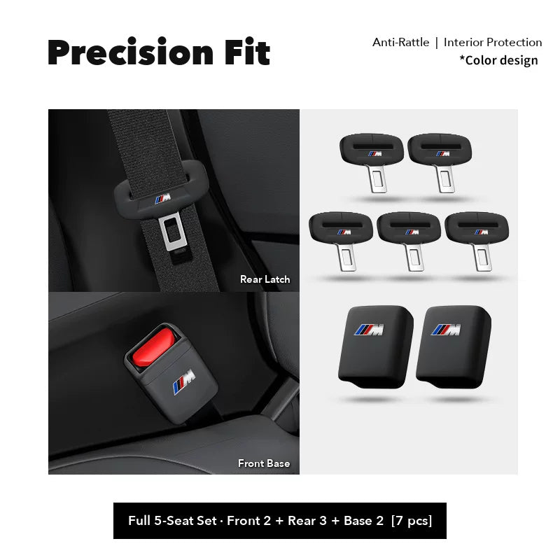 BMW M seat belt buckle covers – Full Car Set (7 pcs) – Black