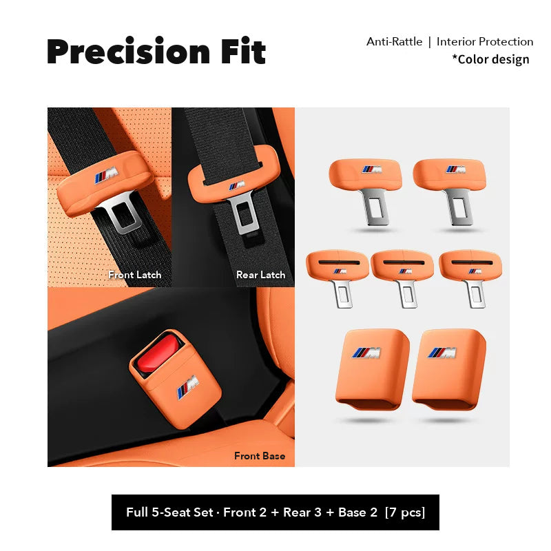 BMW M seat belt buckle covers – Full Car Set (7 pcs) – Orange