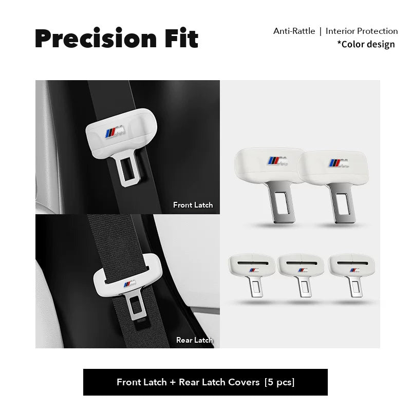 BMW M seat belt buckle covers – Front & Rear Latch Covers (5 pcs) – Cream White