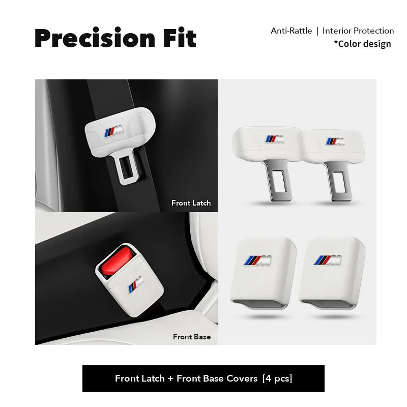 BMW M seat belt buckle covers – Front Latch & Base Covers (4 pcs) – Cream White