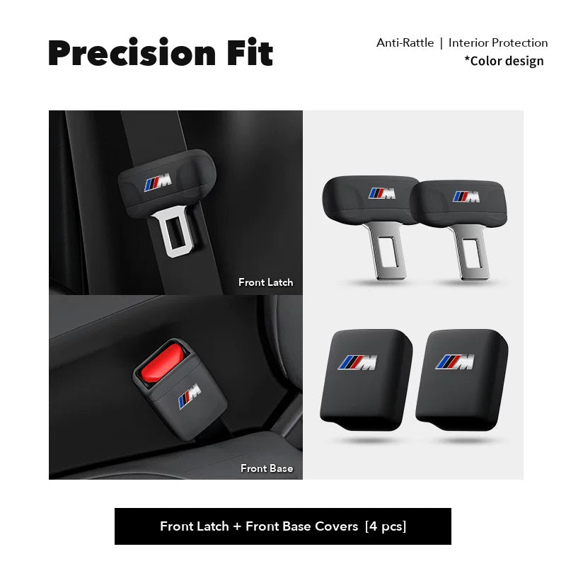 BMW M seat belt buckle covers – Front Latch & Base Covers (4 pcs) – Black