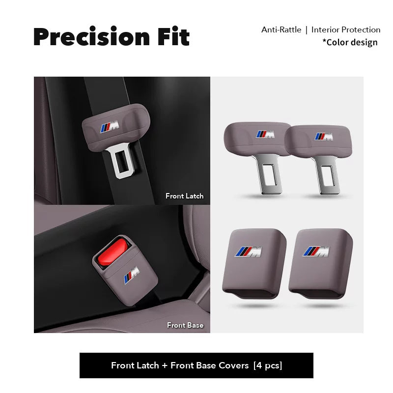 BMW M seat belt buckle covers – Front Latch & Base Covers (4 pcs) – Mocha Brown