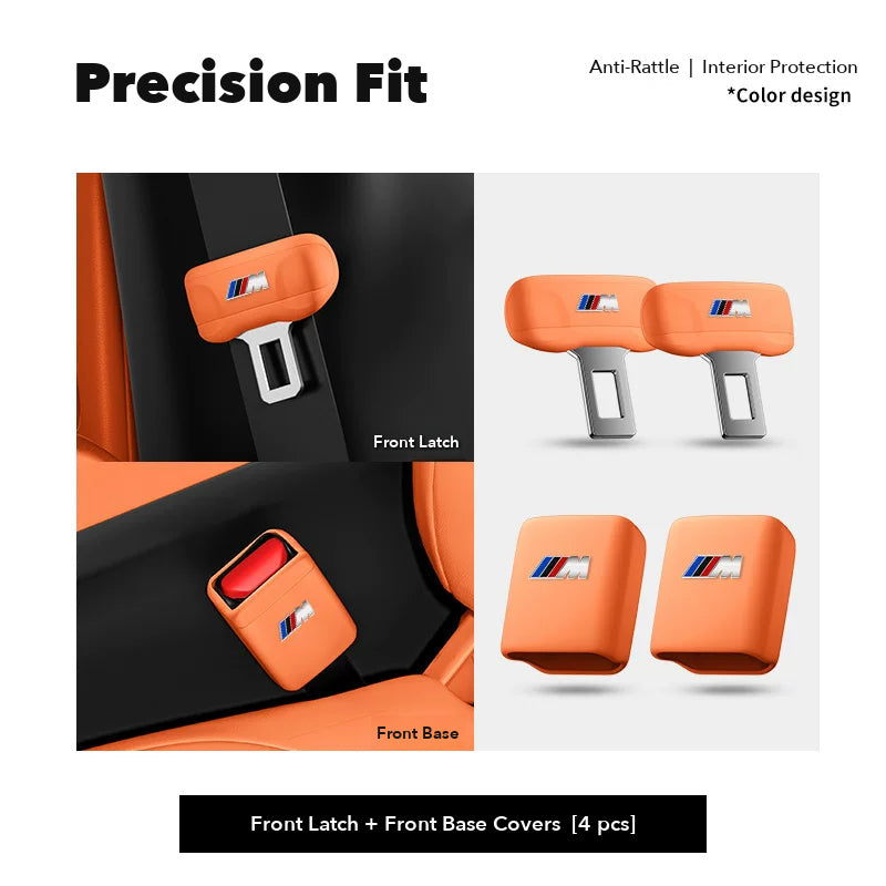 BMW M seat belt buckle covers – Front Latch & Base Covers (4 pcs) – Orange