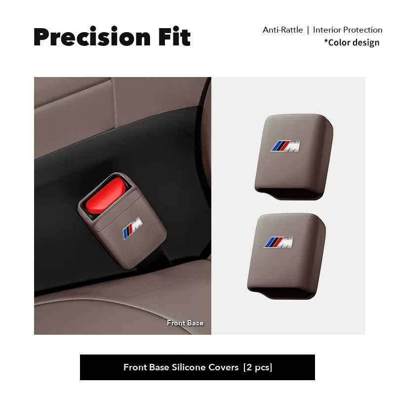 BMW M seat belt buckle covers – Front Base Covers (2 pcs) – Mocha Brown