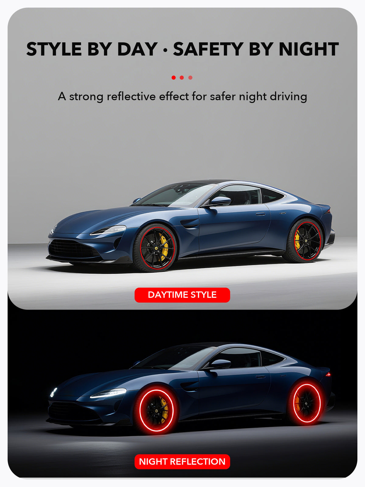 Reflective rim stripes - daytime style and night reflection