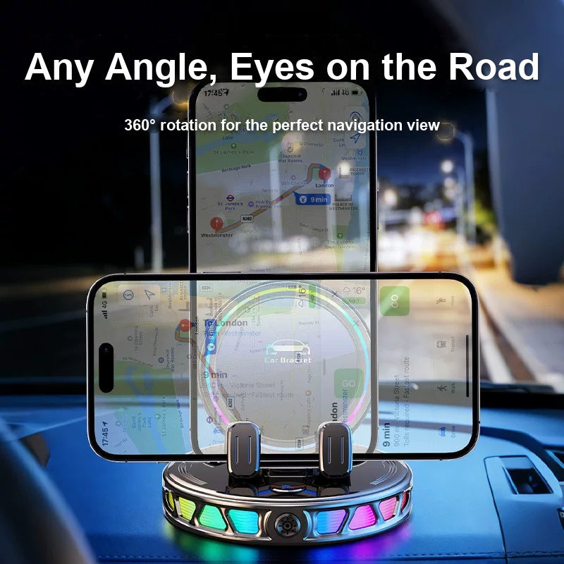 360 degree rotating RGB car phone mount in portrait and landscape navigation