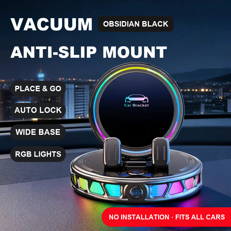 Obsidian Black RGB wireless charging vacuum car mount