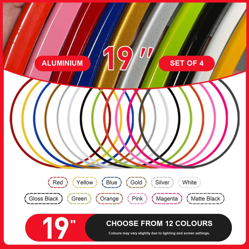 19 inch aluminium rim protector – set of 4 for one car, 12 colours