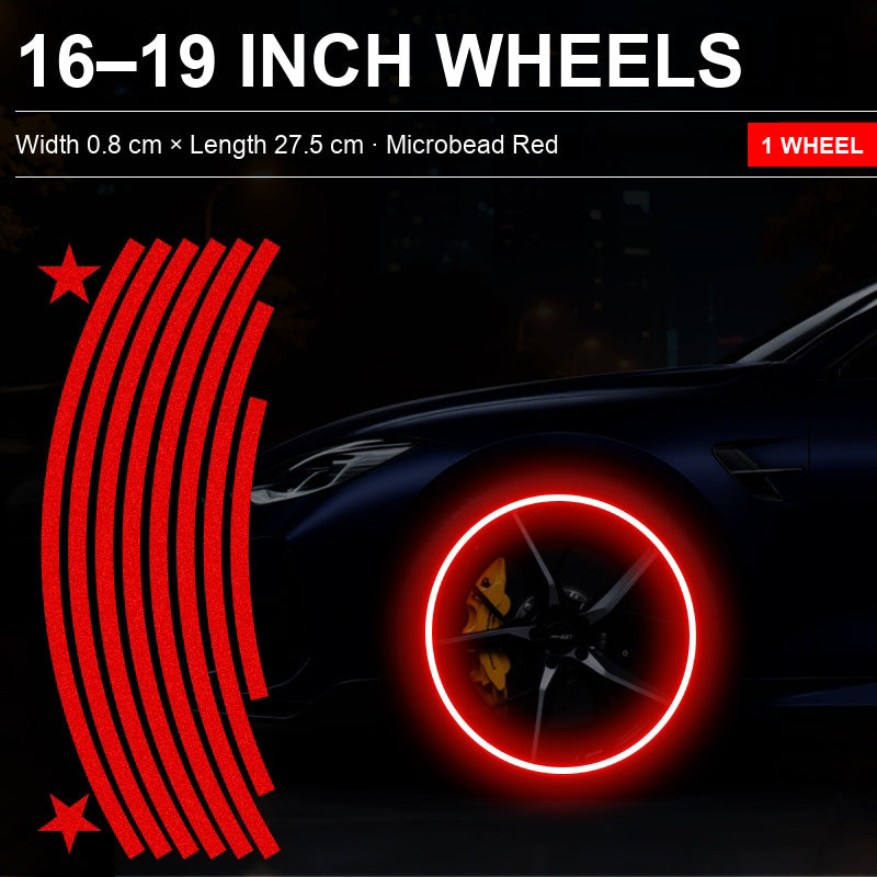 Reflective rim stripes Red for 16-19 inch wheels, 1 wheel