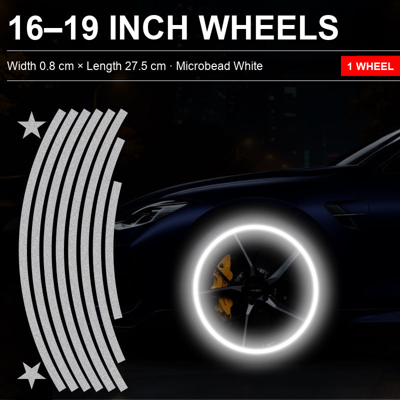 Reflective rim stripes White for 16-19 inch wheels, 1 wheel
