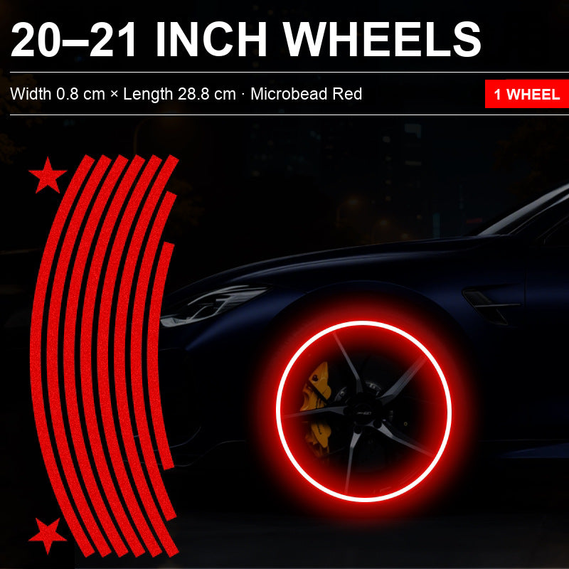 Reflective rim stripes Red for 20-21 inch wheels, 1 wheel