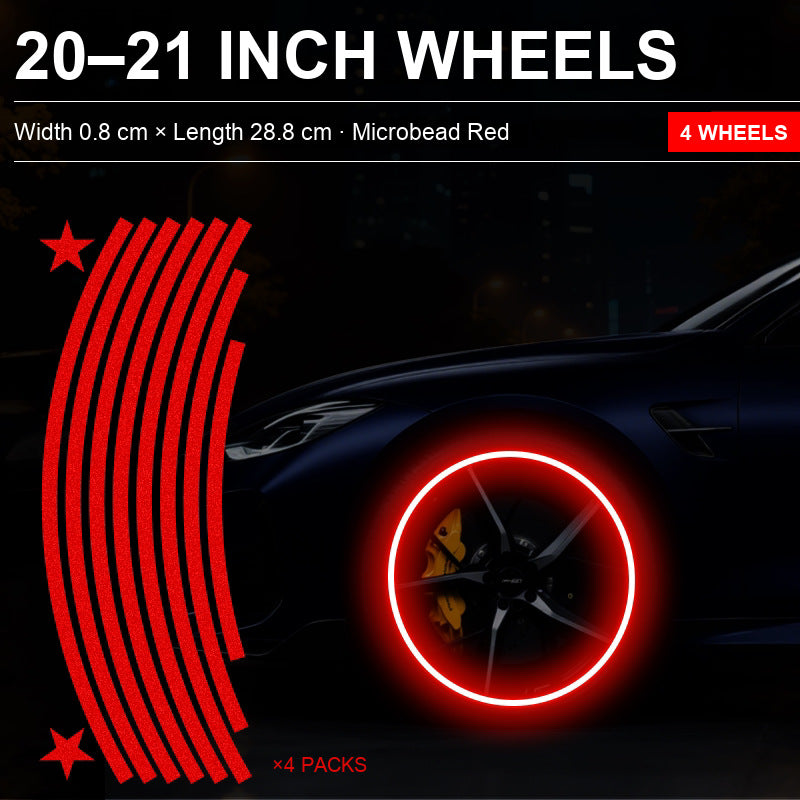 Reflective rim stripes Red for 20-21 inch wheels, set of 4 wheels