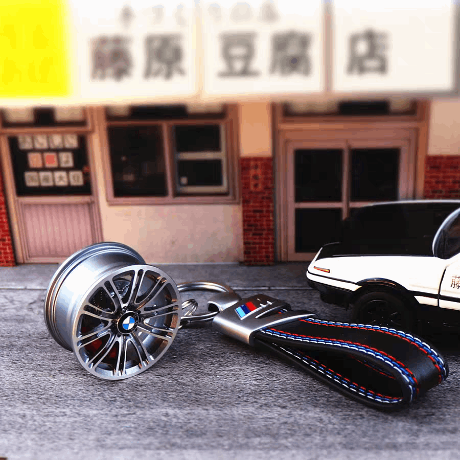 BMW M aluminum wheel keychain lifestyle photo