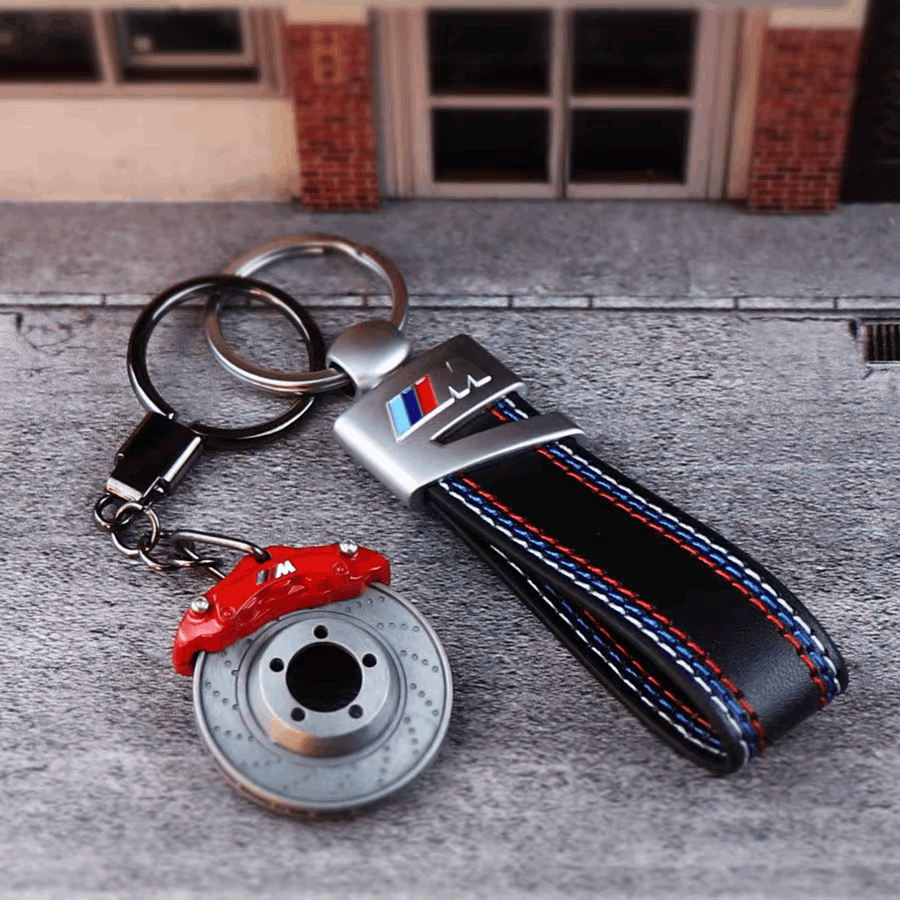 BMW M red brake disc keychain lifestyle photo