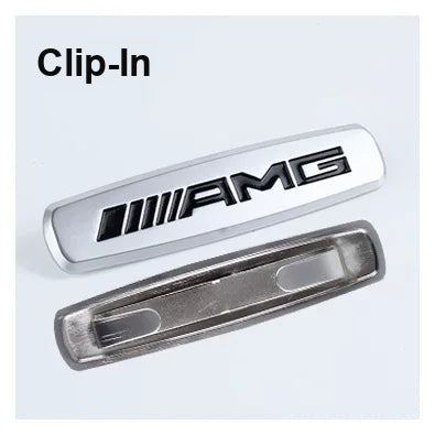 AMG seat emblem – Clip-In version, brushed metal badge