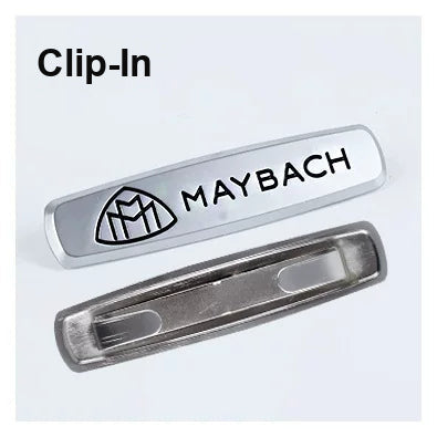 Maybach seat emblem – Clip-In version, brushed metal badge