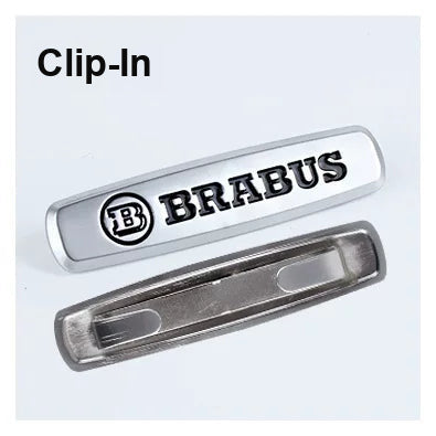 Brabus seat emblem – Clip-In version, brushed metal badge