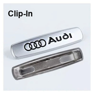 Audi seat emblem – Clip-In version, brushed metal badge