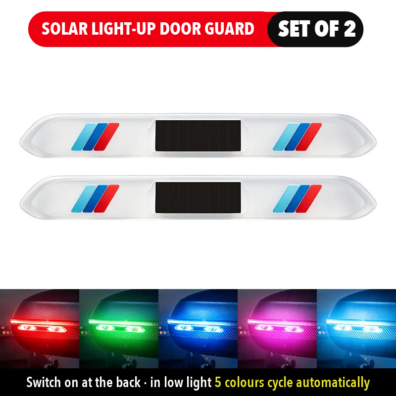 Set of 2 solar light-up door guard strips with M tricolour stripes