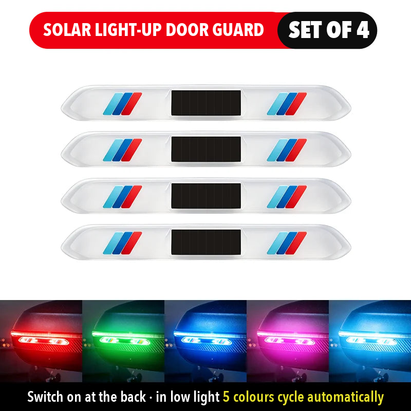Set of 4 solar light-up door guard strips with M tricolour stripes