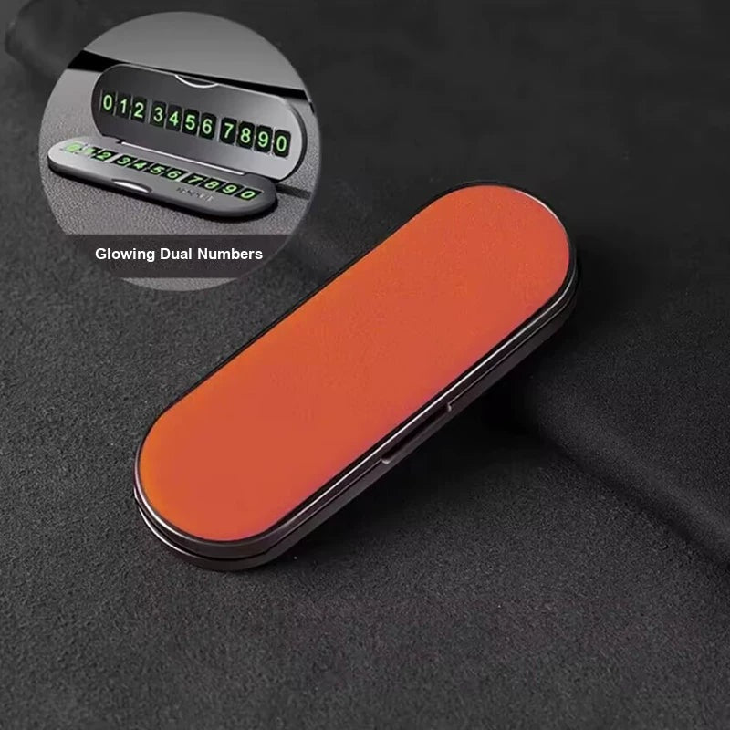 Orange suede parking number plate