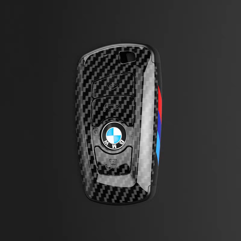 BMW carbon fiber key cover front view with BMW logo