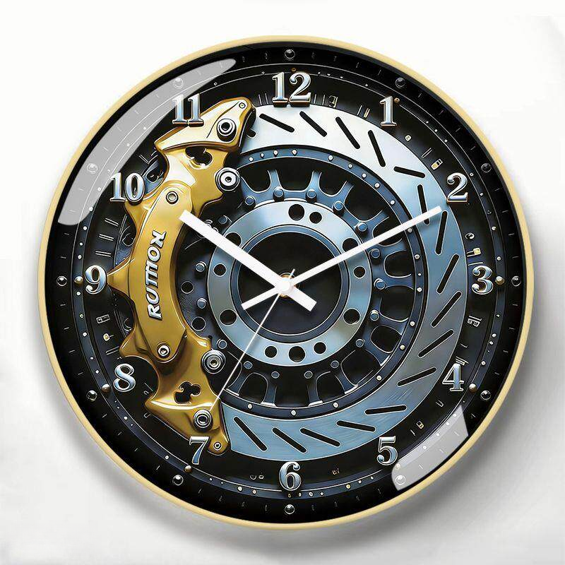 Motorsport Gold Brake Caliper Wall Clock with Gold Frame - Silent Quartz Movement